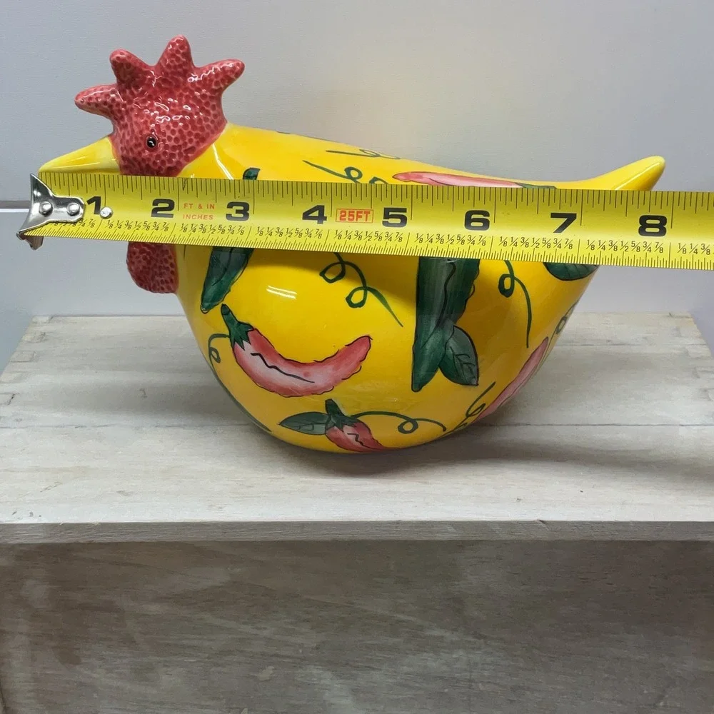 CBK Ltd 1999 Handpainted Ceramic Chicken Figurine Yellow Chili Pepper Rooster